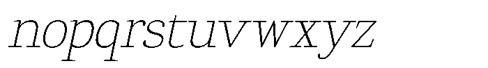 Gadinga Serif Thin Italic Condensed Font LOWERCASE