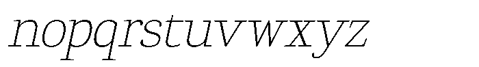 Gadinga Serif Thin Italic Semi Condensed Font LOWERCASE