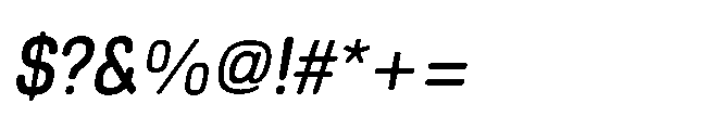 Ganama Condensed Oblique Font OTHER CHARS