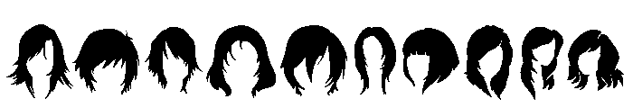 Girl Hair Silhouette Set Font OTHER CHARS