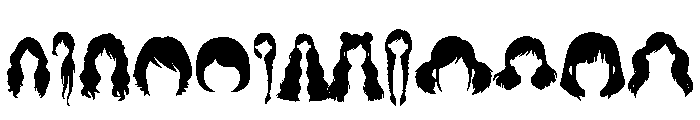 Girl Hair Silhouette Set Font UPPERCASE