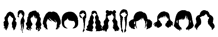 Girl Hair Silhouette Set Font LOWERCASE