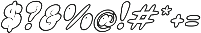 GLOREST SHUFLE OUTLINE Italic otf (400) Font OTHER CHARS