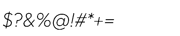 Glyphic Sans Light italic Font OTHER CHARS