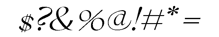 GlossyDisplay RegularExtendedItalic Font OTHER CHARS