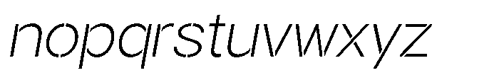 Gorvain Stencil Extra Light Slanted Font LOWERCASE