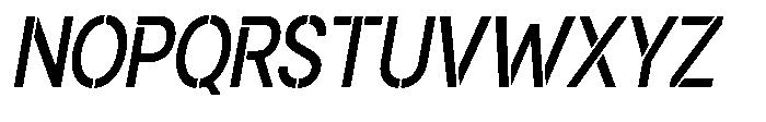 Gorvain Stencil Medium Semi Condensed Slanted Font UPPERCASE