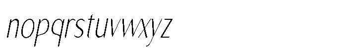 Granvia Ultra Thin Italic Ultra Condensed Font LOWERCASE