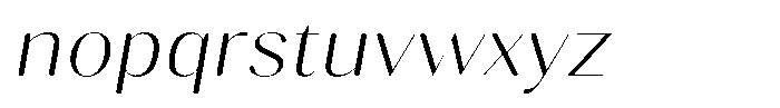 Gravontis Soft Extra Light Semi Expanded Italic Font LOWERCASE