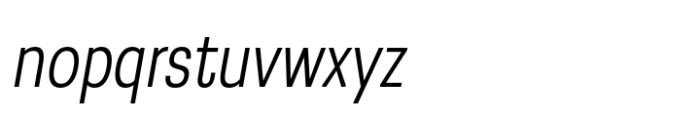 Greater Neue Condensed Light Italic Font LOWERCASE