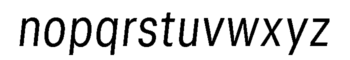GTStandard MNarrowLightOblique Font LOWERCASE