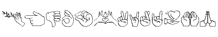 Hand Gesture Icons Font UPPERCASE