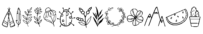 Hand drawn nature Font UPPERCASE