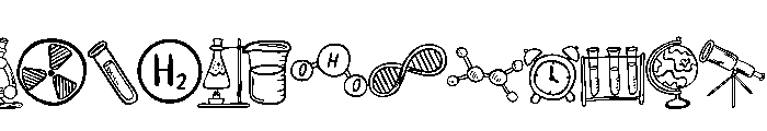 Hand drawn scientific equipment Font LOWERCASE