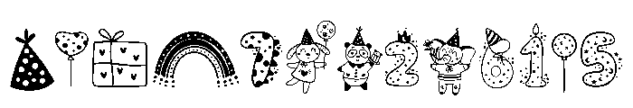 Happy Birthday Doodle Font UPPERCASE