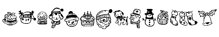 Happy Christmas doodle Font UPPERCASE