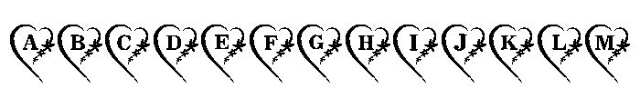 Heart flower monogram Font UPPERCASE