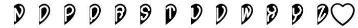 Heart Monograms Two Black Font UPPERCASE