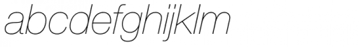 Helvetica Neue 26 UltraLight Italic Font LOWERCASE