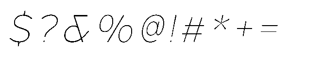 Hidophin Thin Italic Font OTHER CHARS