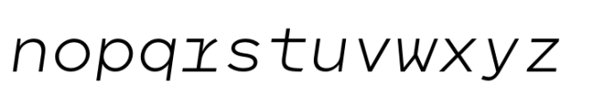 Indecisive Mono Extralight Slant Font LOWERCASE