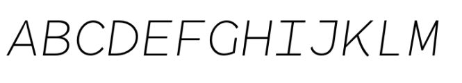 Indecisive Mono Thin Slant Font UPPERCASE