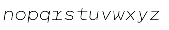 Indecisive Mono Thin Slant Font LOWERCASE