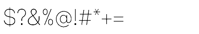 Intevia Thin Font OTHER CHARS