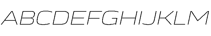 JTCyraxSans ExtendedExtralightItalic Instance Font UPPERCASE