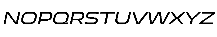 JTCyraxSans ExtendedRegularItalic Instance Font UPPERCASE