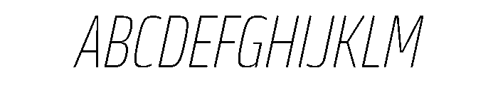 JTCyraxSansCondensed ExtralightItalic Font UPPERCASE