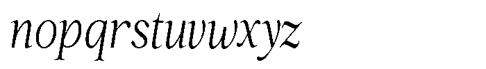 Kanellis Extra Light Extra Condensed Italic Font LOWERCASE