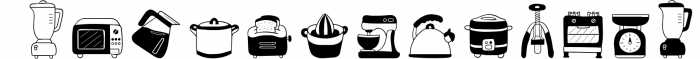 Kitchen Doodles - Dingbats Font Font LOWERCASE