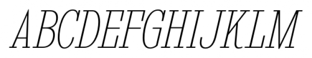 Kingsbridge Condensed Ultra Light Italic Font UPPERCASE