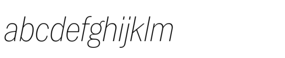 Latino Gothic Condensed ExtraLight Italic Font LOWERCASE