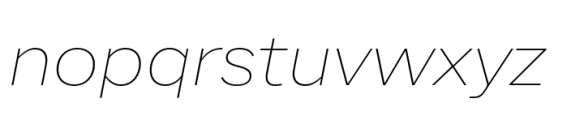 Latino Gothic Expanded Thin Italic Font LOWERCASE