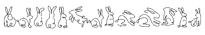 Line Art bunny Font UPPERCASE