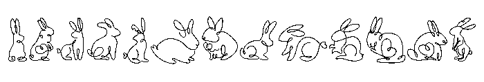 Line Art bunny Font UPPERCASE