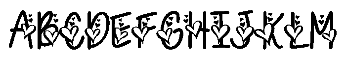 Love doodle heart Font UPPERCASE