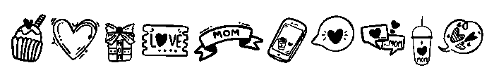 Love mom doodle Font OTHER CHARS