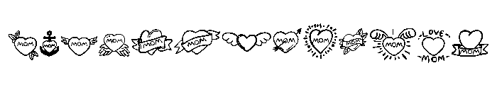 Love mom doodle Font UPPERCASE
