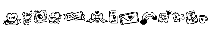 Love mom doodle Font LOWERCASE