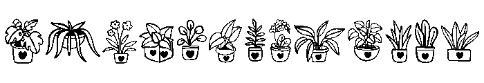 Lovely potted plants Font LOWERCASE