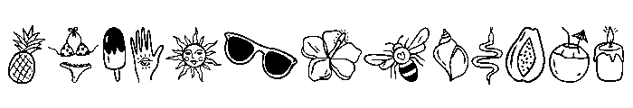 Magic Summer Icon Set Font LOWERCASE