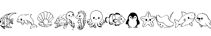 Marine animals Font UPPERCASE