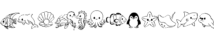 Marine animals Font LOWERCASE