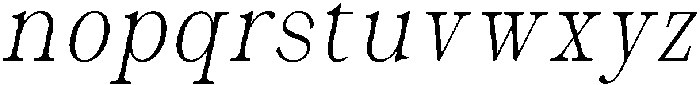 Malvera Extra Light High Condensed Slant otf (200) Font LOWERCASE
