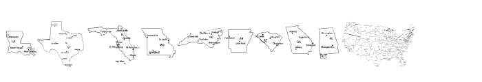 Maps of USA Font LOWERCASE