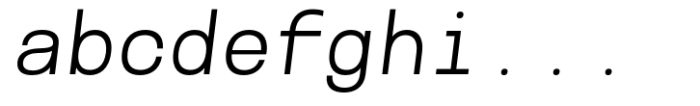Maincode Mono Light 50 Oblique Font LOWERCASE