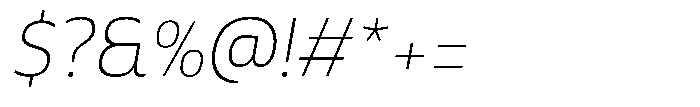 Malisan Thin Slant Font OTHER CHARS